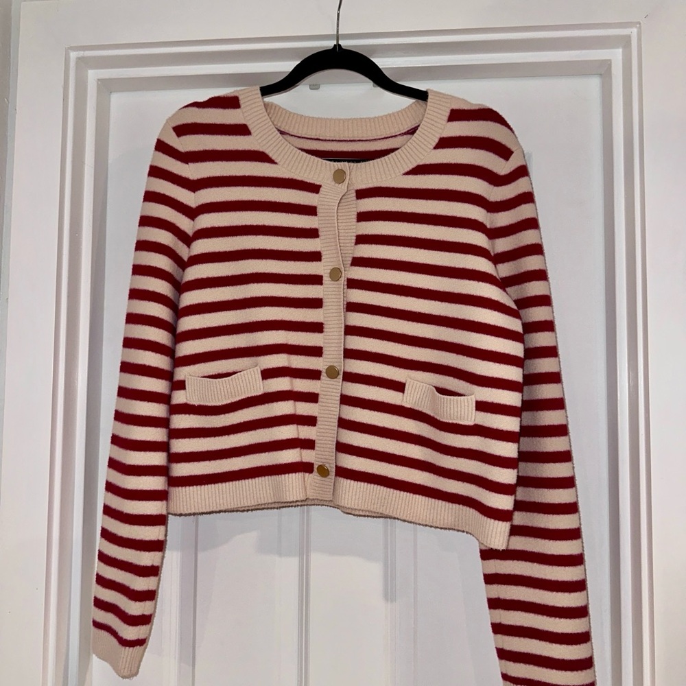 Striped Red and Cream Women's Sweater